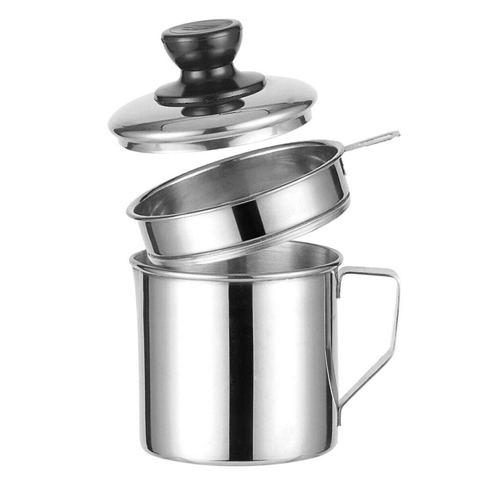 (800ml) Stainless Steel Oil Filter Separator Pot Kitchen Food Supplies Liquid