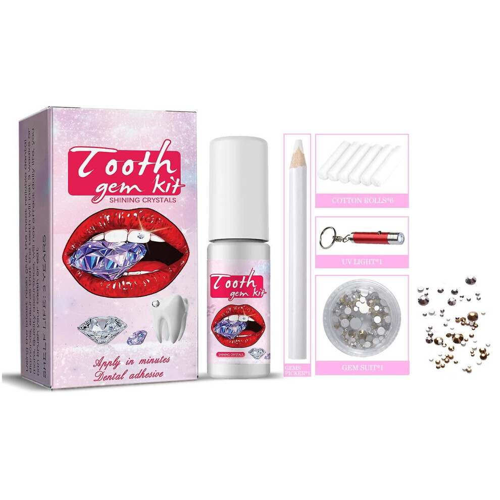 Tooth Faux-gem Kit Shiny Glossys Finish Adhesive Decorative Teeth Ornament Diy Tooth Beauty Faux-gem Jewelry Kit