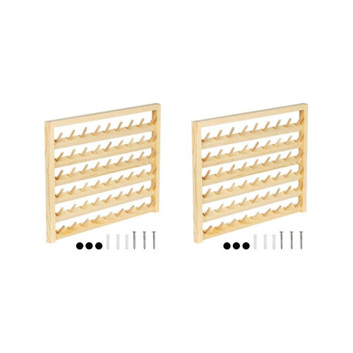 2pack 54 Spools Wooden Thread Holder,thread Racks,wall Mount Thread Storage Organizer For Sewing,braiding And Embroidery