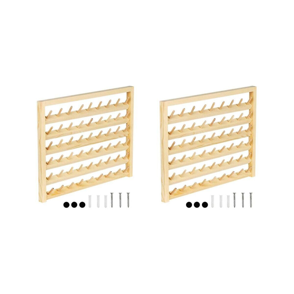 2pack 54 Spools Wooden Thread Holder,thread Racks,wall Mount Thread Storage Organizer For Sewing,braiding And Embroidery