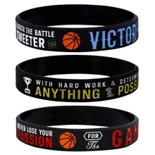 Basketball Silicone Wristbands With Inspirational Quotes 3-pack