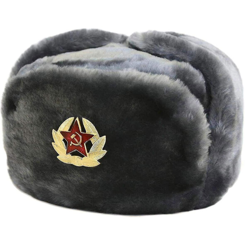 Russian Trapper Hat Cap With Soviet Badge Faux Fur Ushanka Cossack Flaps Hat One Size Not,Specified