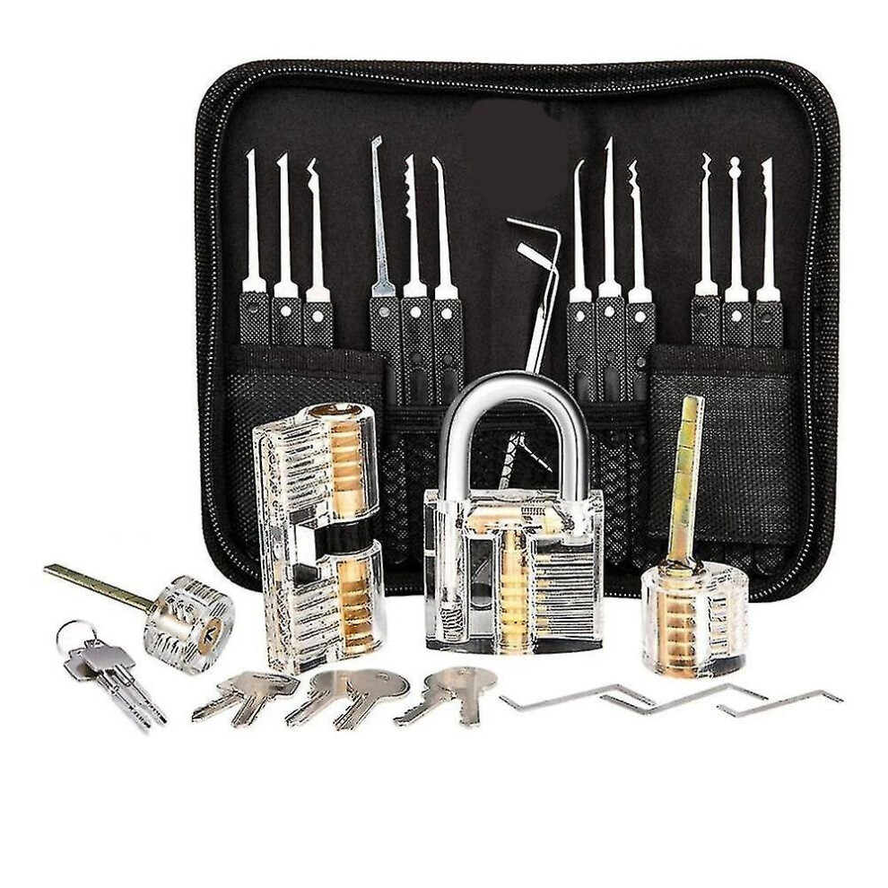 Lock Picking Kit, 25-piece Lock Picking Kit, Practice Tools With 3 Clear Locks_a
