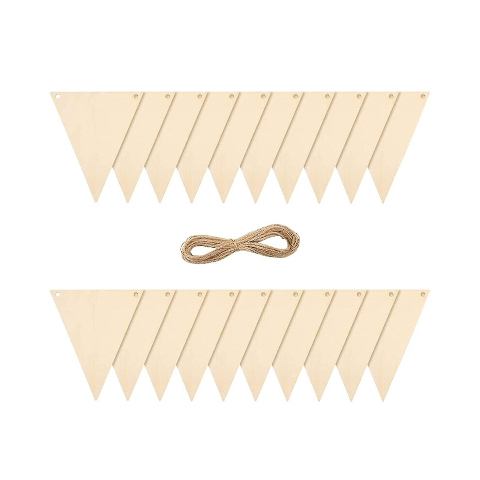 20 Pieces Pennant Banner Wooden Triangle Flags For Garland Holidays Gift