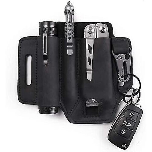 With Key Holder Multi Tool Pouch, Leather Belt Loop Waist Multitool