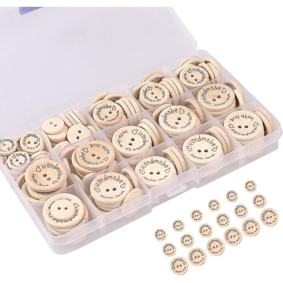Wooden Buttons, 150 Pieces, Handmade Wooden Buttons