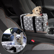 2-in-1 Dog Booster Car Seat Console, Dog Travel Car Carrier Bed With Pillow
