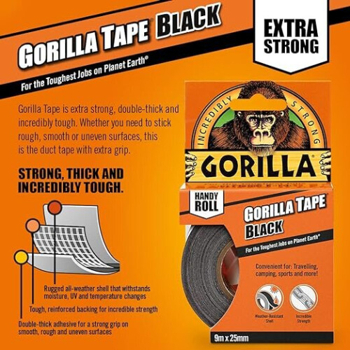 Gorilla Gorilla Tape Handy Roll Black 9m 2