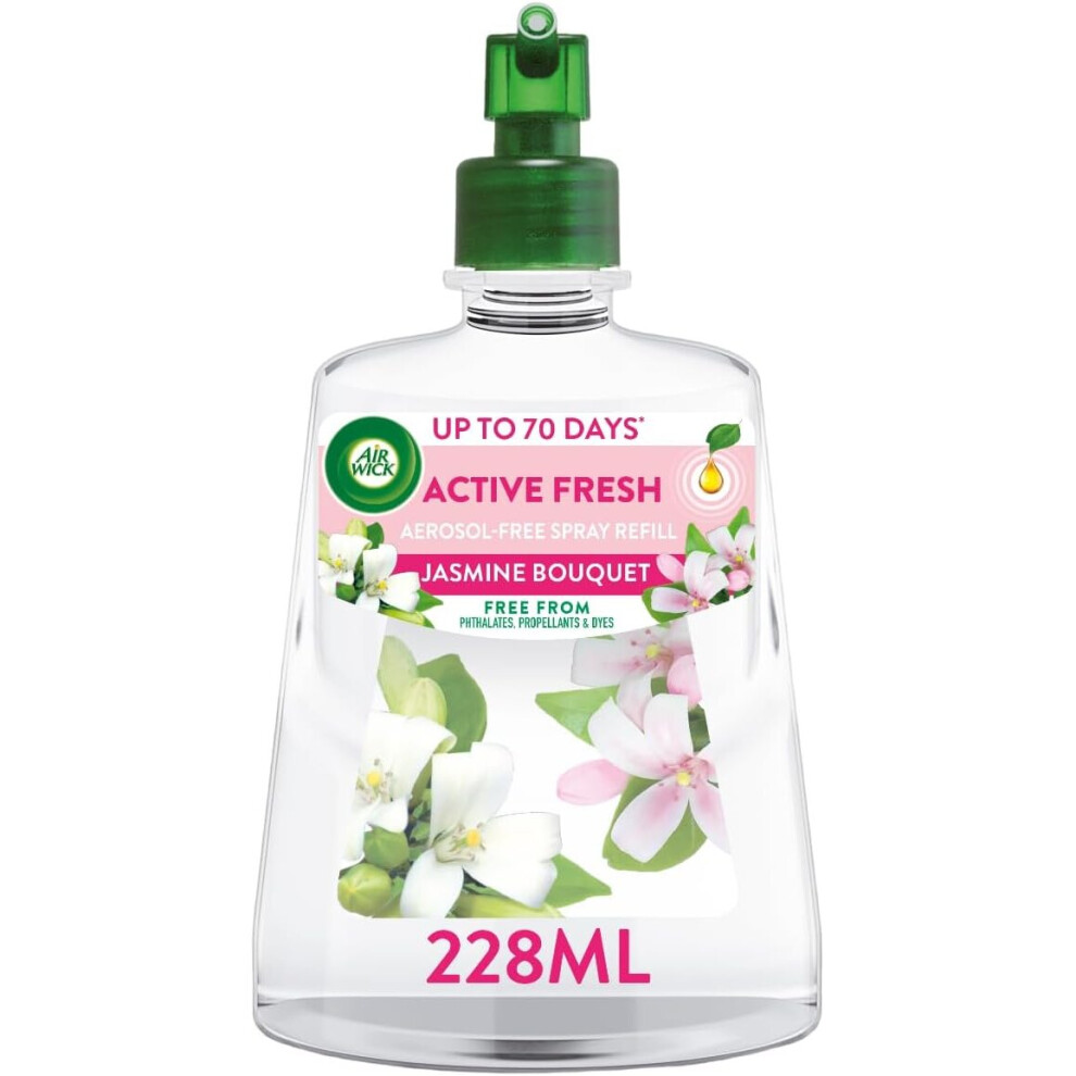 Air Wick Aerosol-Free Automatic Air Freshener Spray Refill Jasmine Bouquet Single Refill 1 x 228ml Pack of 1 24x7 Active Fresh Odour Neutraliser