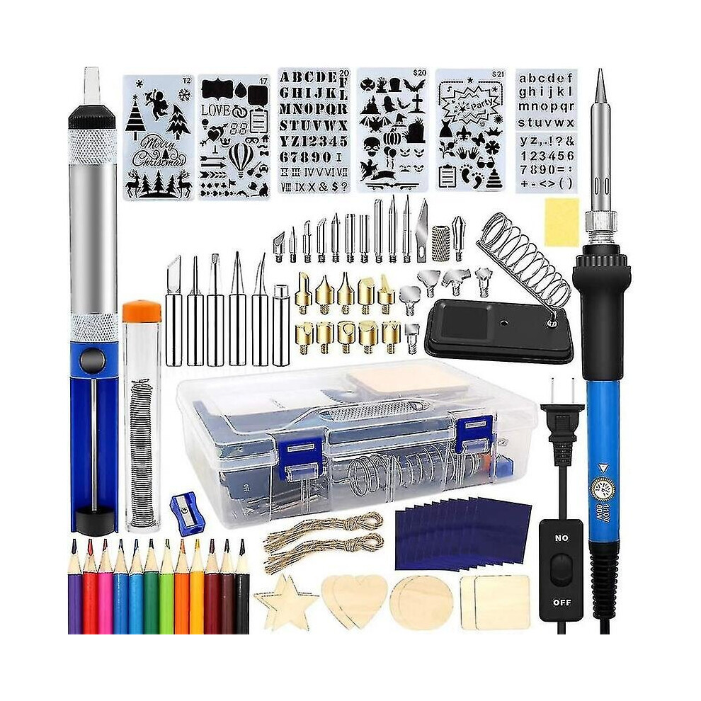 Wood Burning Kit 95pcs,  Soldering Pyrography Pen With Adjustable On-off Switch Control Temperature Wood Burning Tool For Embossing/carving/soldering