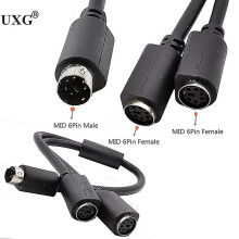 Mini Din 6-pin Splitter Y Adapter Cable 6 Pin  Ps/2 Ps2  Data Cable 0.3m 30cm 1ft-e