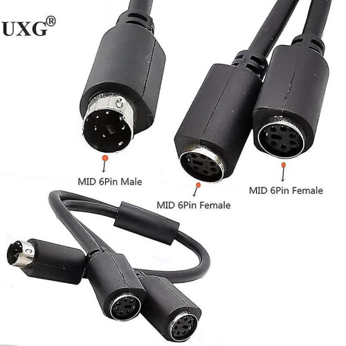 Mini Din 6-pin Splitter Y Adapter Cable 6 Pin  Ps/2 Ps2  Data Cable 0.3m 30cm 1ft-e