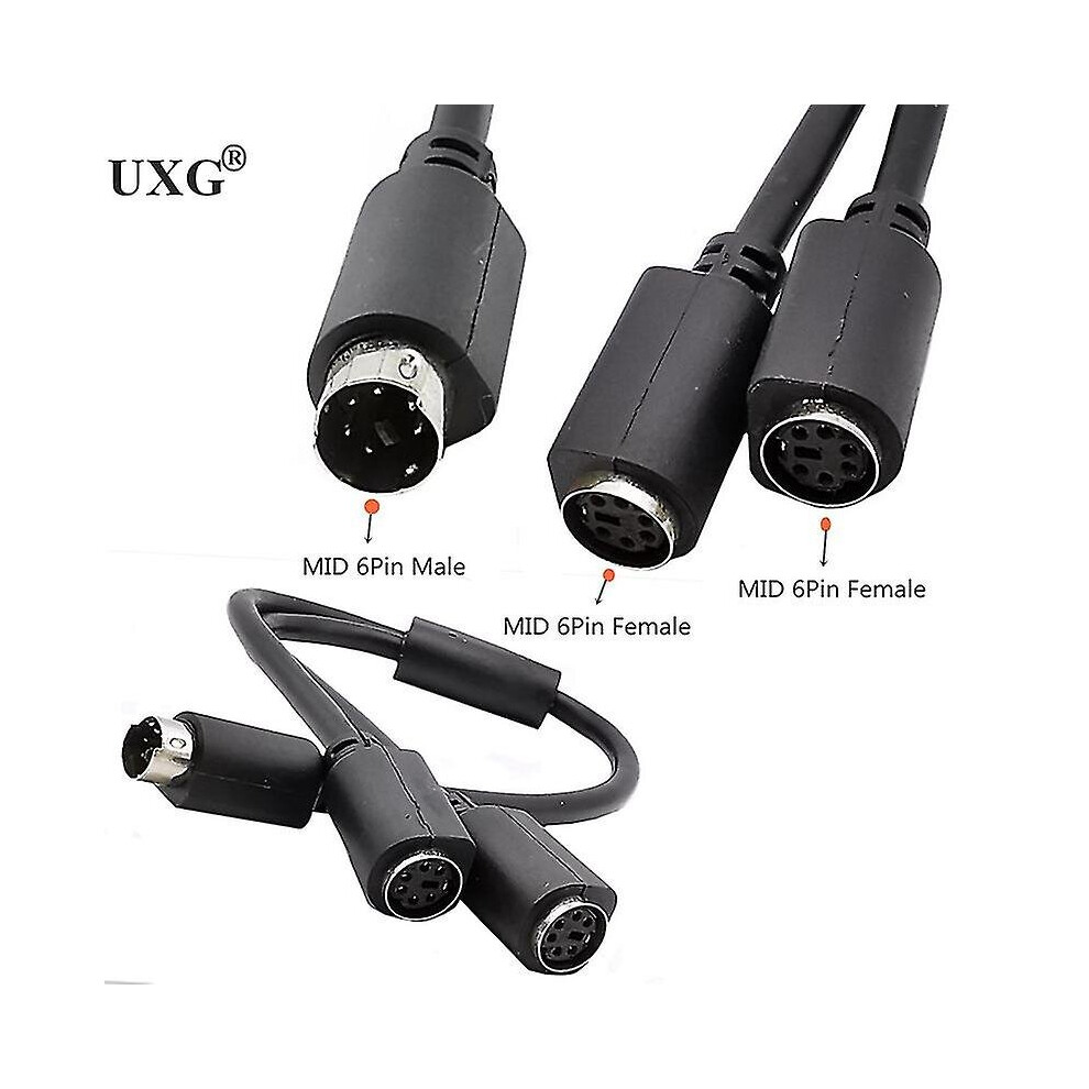 Mini Din 6-Pin Splitter Y Adapter Cable 6 Pin Ps/2 Ps2 Data Cable 0.3M 30Cm 1Ft-E 9130527111239