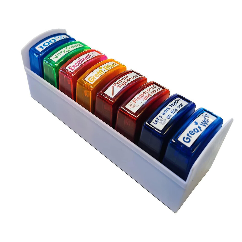 Best Teacher Kit Elementary School Supplies Teacher Stamps Self-inking Stamps For Classroom Stamp With Stamp Tray