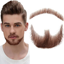 Fake Beard Realistic 100% Human Hair Full Hand Tied Goatee Black For Men Makeup Entertainment/drama
