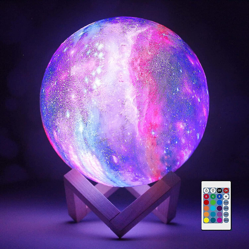 Moon Lamp Lava Lamp Night Light Galaxy Lamp16 Led Colors With Wooden Stand