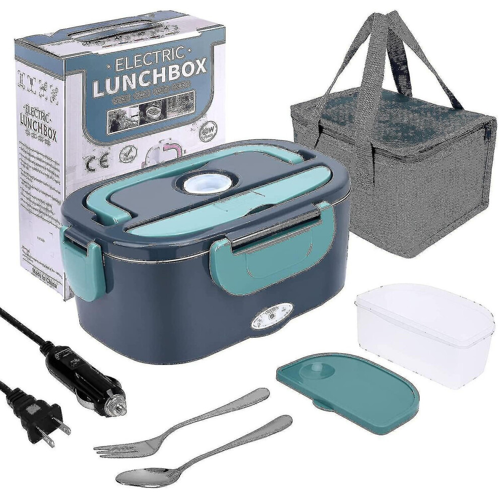 Electric Lunch Box Food Heater, 3 In 1 60w High-power Portable Microwave For Car And Home - 12v 24v /110v, Leak Proof, 1.5l Removable 304 Stainless St