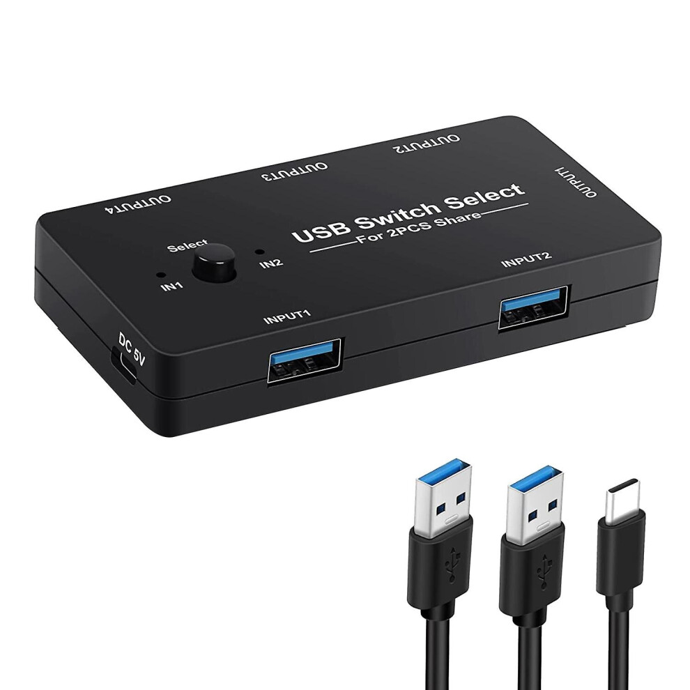 2 Computer Sharing 4 Usb Devices, Usb Kvm Switcher Selector With One Button Swapping, 4 Port Usb2. 9172662272567
