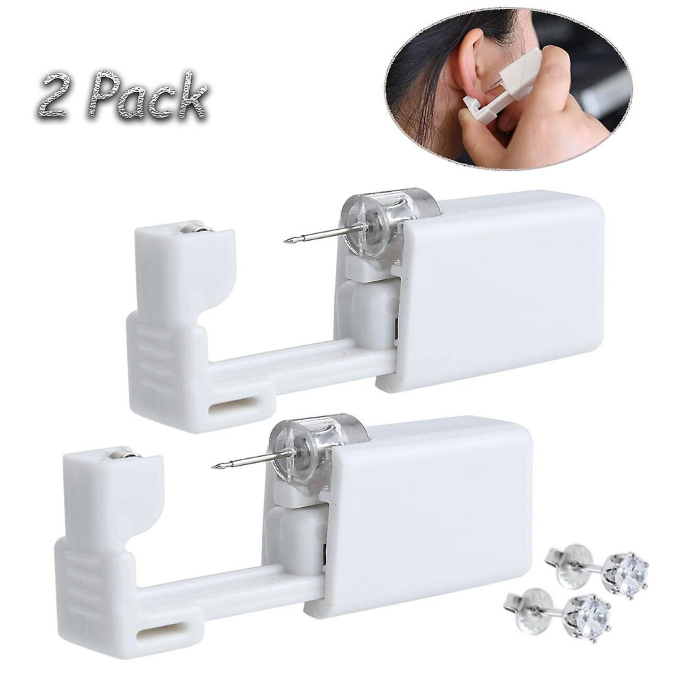 2 Pack Self Ear Piercing Gun Disposable Self Ear Piercing Gun Kit Safety Ear Piercing Gun Kit Tool With 5mm Earring Studs