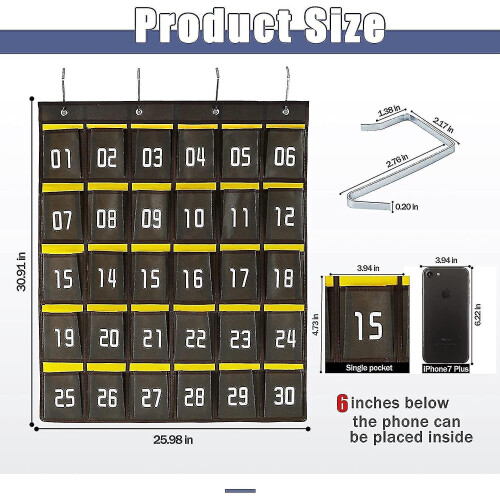 Numbered Classroom Sundries Closet Pocket Chart For Cell Phones 2