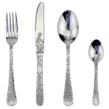 (3427 steel) Classic Elegant Resin Rivets Handle Style Stainless Steel Western Cutlery 4 In 1 Set Delicate Utensils Dinnerware For Home C