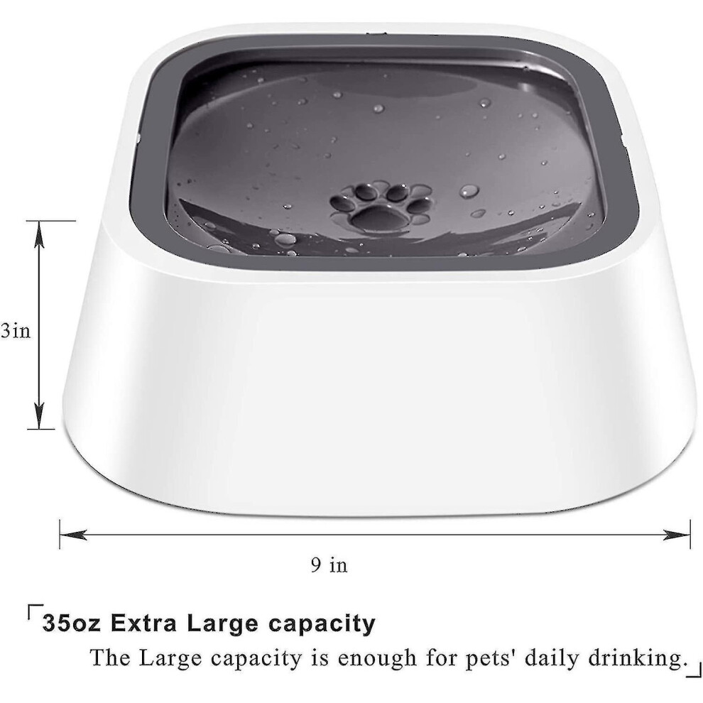 Dog Bowl Dog Water Bowl No-Spill Pet Water Bowl Slow Water Feeder, Gray