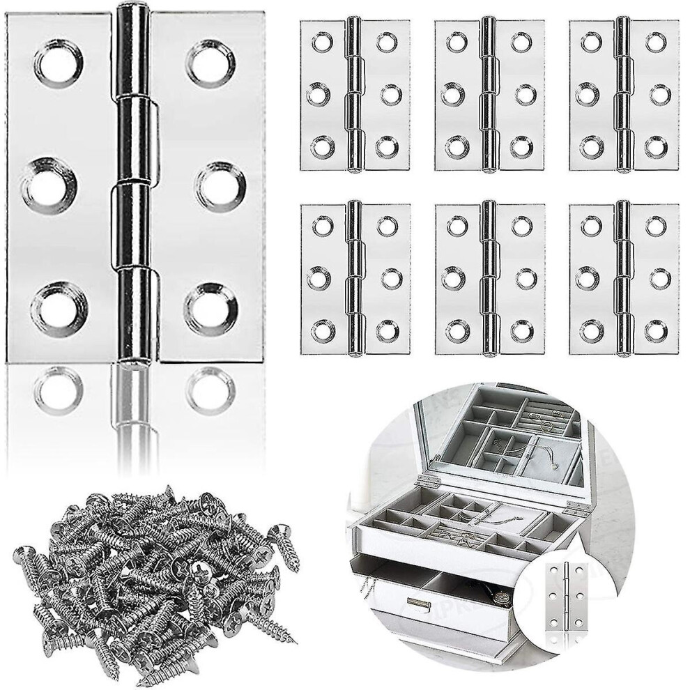 21pcs Hinge Stainless Steel Door Hinges With 6 Mounting Holes Small Door Hinges Hinge Joint Of Wood Joints Hinges Small Windows Cabinets Doors Tool Bo