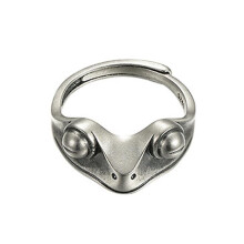 Sterling Silver Frog Open Rings Women Vintage Cute Animal Frog Finger Ring Band