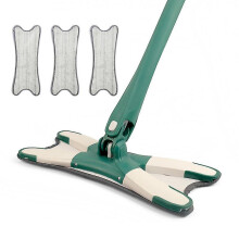X-type Floor Mop With 3pcs Reusable Microfiber Pads 360 Degree Flat Mop For Home( Color : Green )