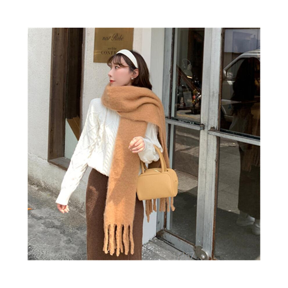 (camel11) 2022 New Winter Scarf Women Cashmere Wrap Warm Pashmina Solid Foulard Female Scarves Wraps Thick Soft Blanket Big Tassels Shawl-image-OPC-PCJSFV7-NEW