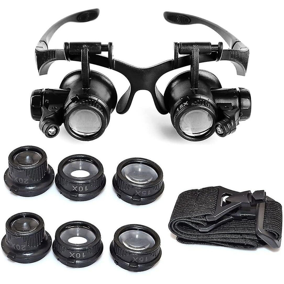 Light 10X 15X 20X 25X Magnification, Adjustable Led Loupe For Jewelers Watchmakers