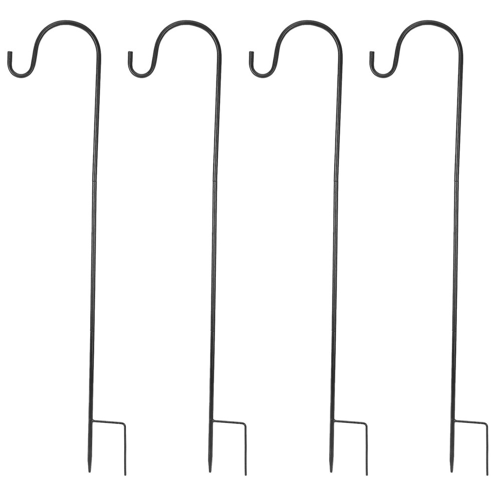 4 Pcs Adjustable Shepherd Crook Hooks,festoon Pole With Base,garden Border Hook For String Lights,f
