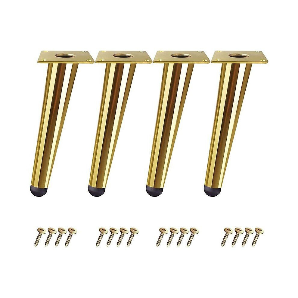 Set Of 4 Oblique Cone Table Legs 10Cm Height Iron Furniture Support Legs With Screws - Gold 9172662283105