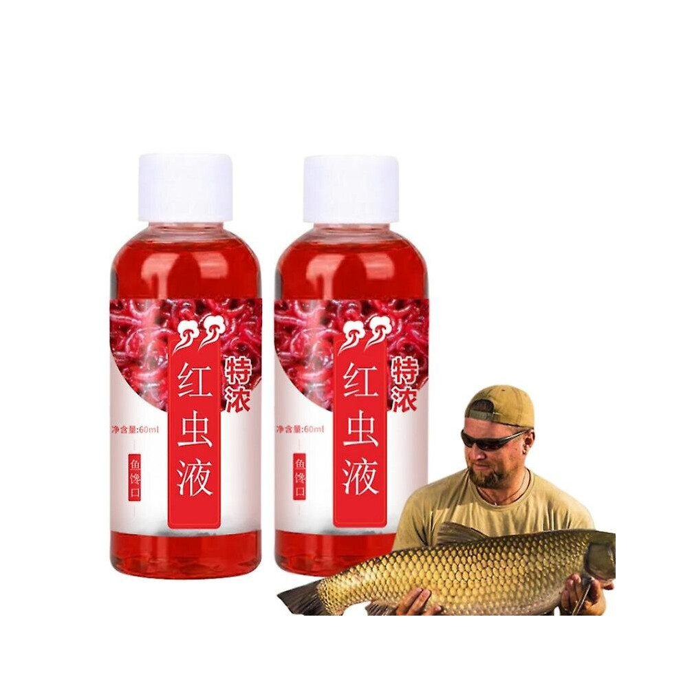 2Pcs Additive Je60ml Strong Fish Attractant Concentrated Worm Liquid Fish Bait Additive Red