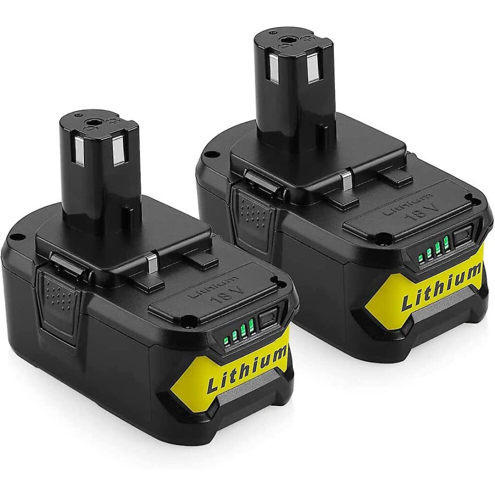 [2 Packs] 18V 5.0Ah Li-Ion Battery Replacement For Ryobi 18V One P108 P107 P104 P105 P102 P103 Cordless Tools 9130527124574