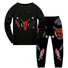 (Long Sleeve, 8-9 Years) 8-11 Years Kids Boys Girls Stranger Things Print T-shirt pants Pajamas Outfit Set