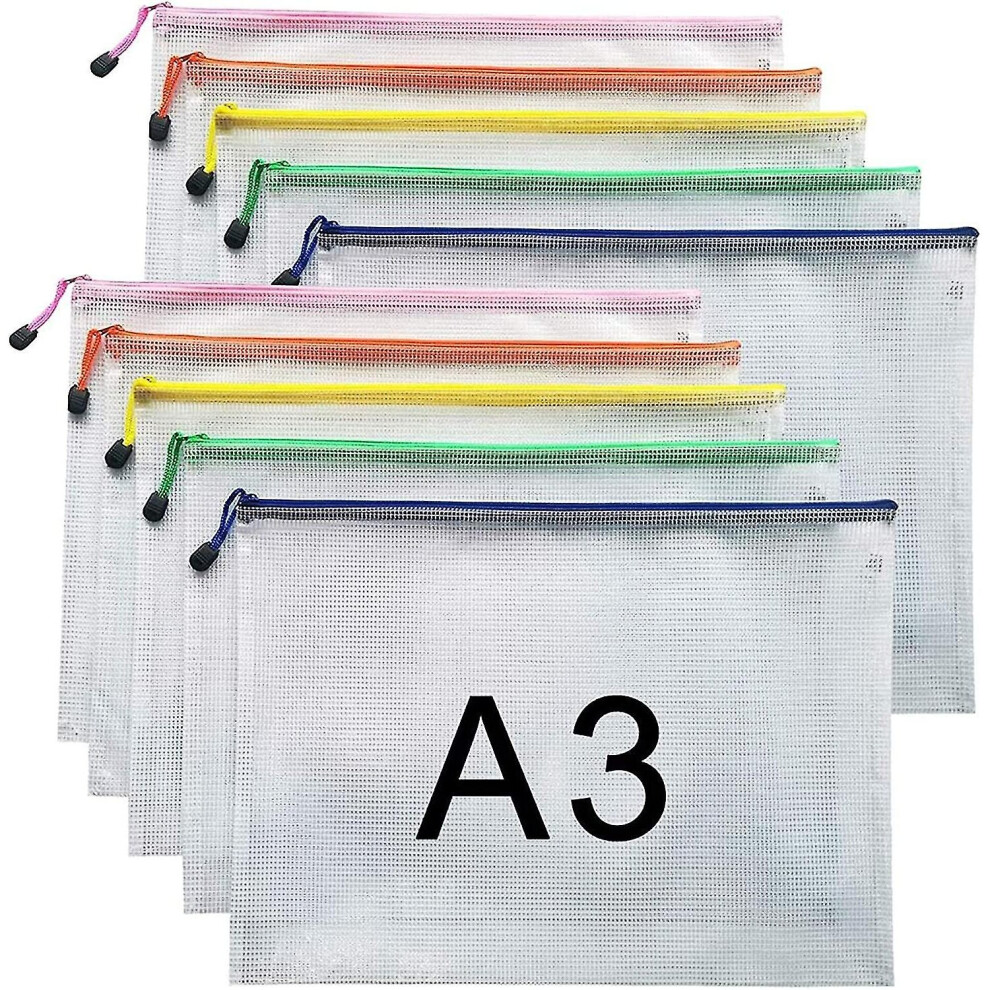 A3 Document Folder File Zipper Bags Plastic Wallets Folder (a3-10pcs)