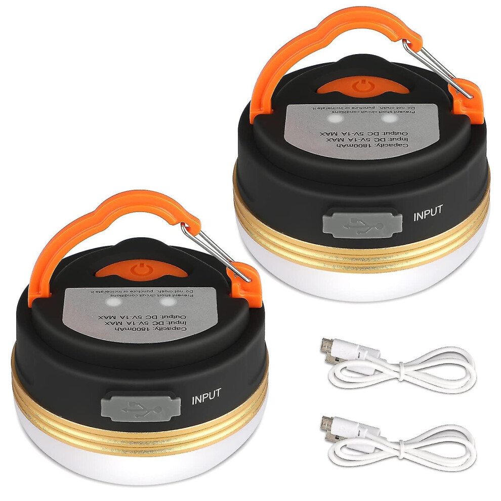 2Pcs Camping Led Lamp Usb Rechargeable Waterproof 3 Modes Power Bank Tent For Outdoor Camping Hiking Emergency Light
