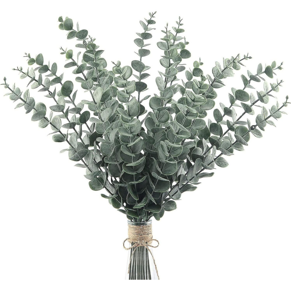 20pcs Artificial Eucalyptus Leaves Fake Plant Real Touch,dark Green