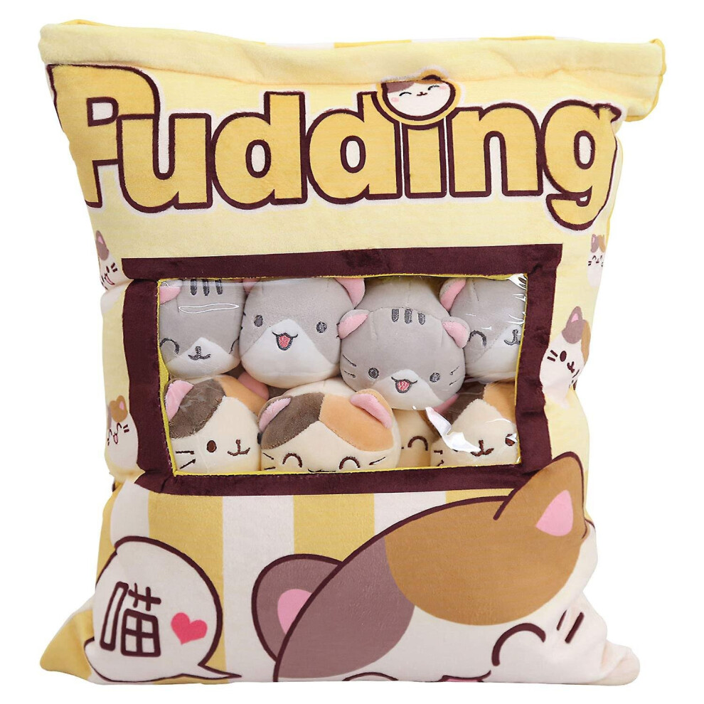 Cute Snack Pillow Stuffed Animal Toys Pudding Decorative Removable Kitty Cat Dolls Creative Toy Gifts