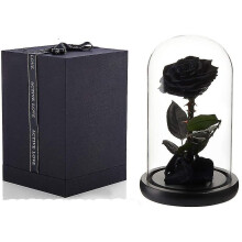Preserved Real Rose Eternal Rose In Glass Dome Gift For Her Thanksgiving Christmas Valentines Day Birthday Mothers Day (black)