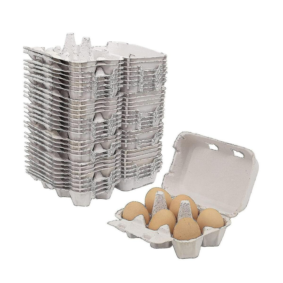 30 Pieces Paper Egg Cartons For Chicken Eggs Pulp Fiber Holder Bulk Holds 6 Count Eggs Farm Market