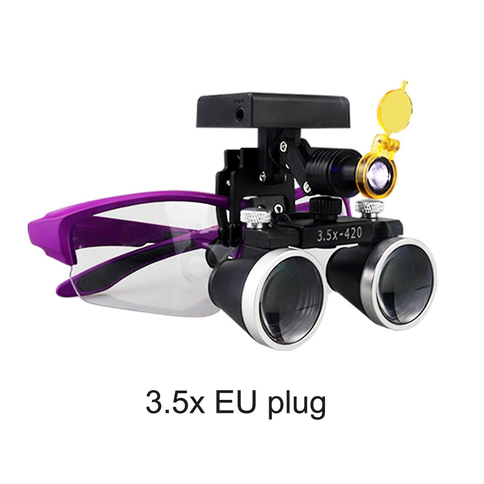 Dental Loupes Dental Magnifier Dental Lab Medical Loupes Magnification Binocular 2.5/3.5X Headlight Black