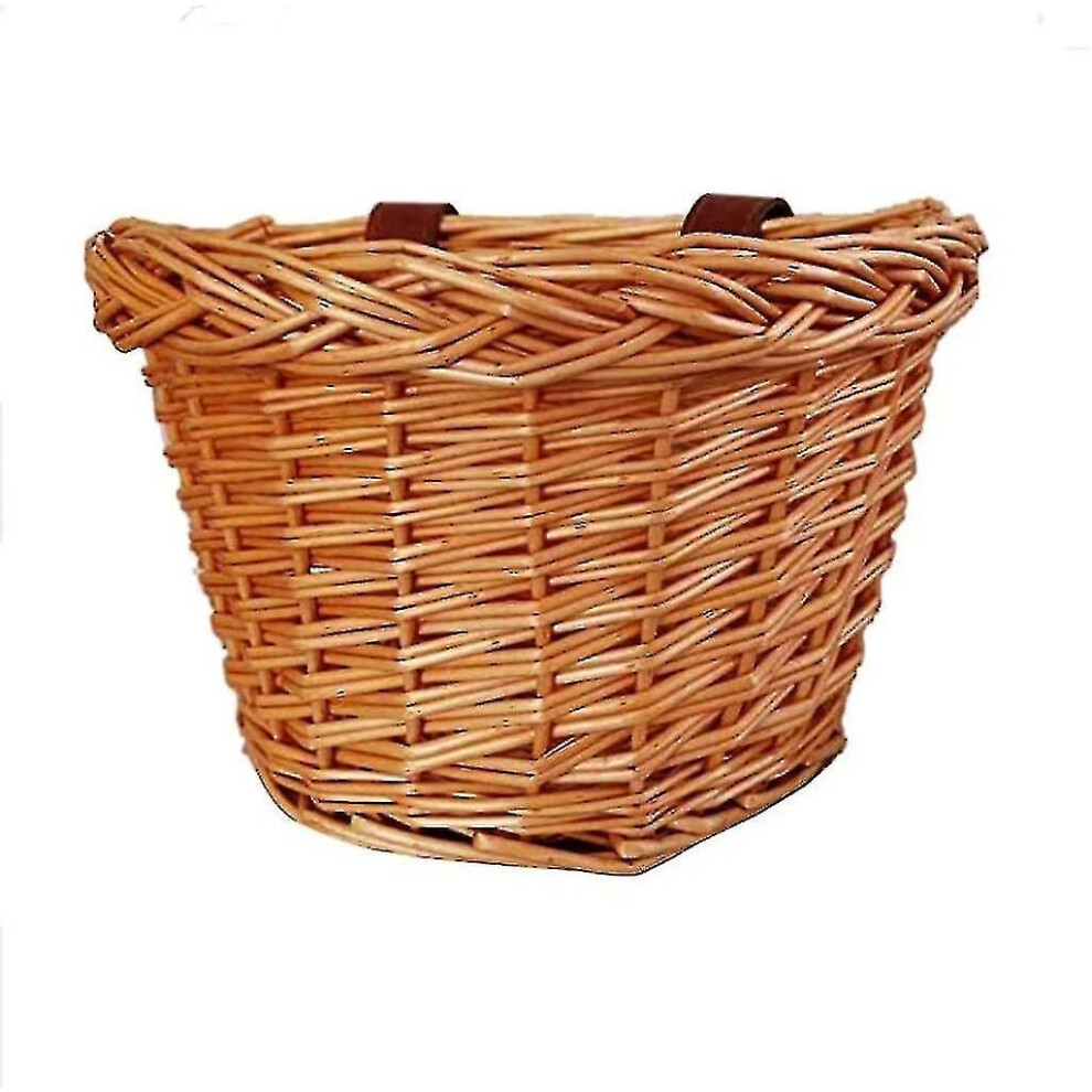 Bicycle Basket Children Front Handlebar Basket, Braided Wicker Basket Wheel Basket Hanging Basket Front Bicycle Accessories