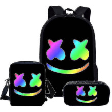 Marshmello Set School Backpack Tornister Pencil_y
