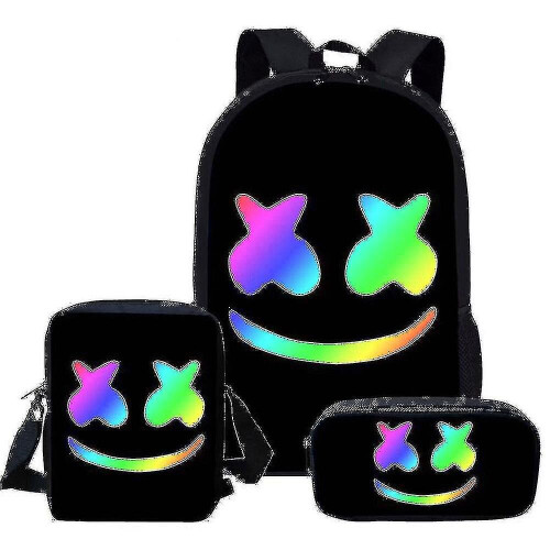 Marshmello Set School Backpack Tornister Pencil_y