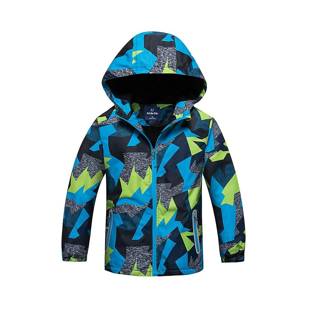 (7-8 Years) Kids Boys Windbreaker Fleece Lined Full Zip Hooded Jacket Coat Outdoor Warm