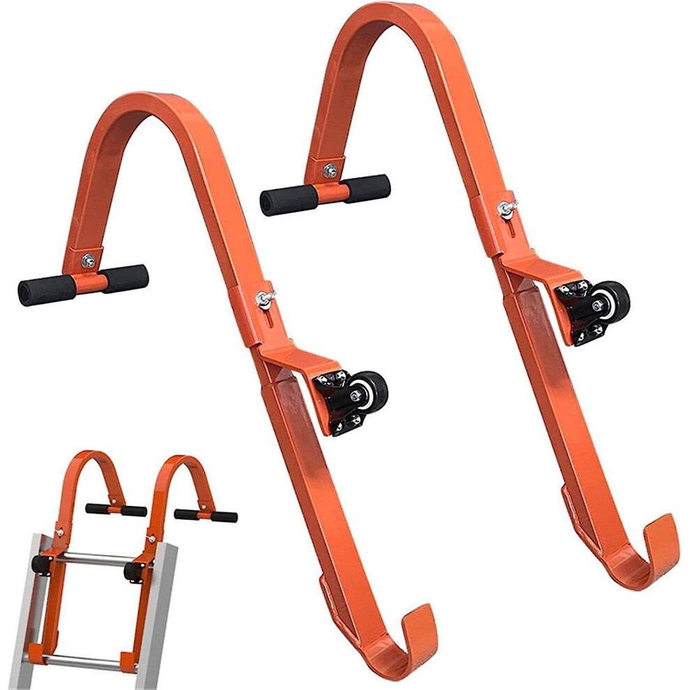Roof Ladder Stabilizer, Roof Ridge Ladder Hook With Wheel, 2 Pcs Wall Ladder Standoff, Heavy Duty, Easy Use, 500 Lbs Load Capacity 9172662292725