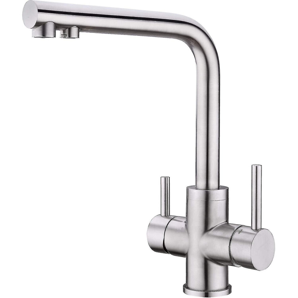 T 3-way Kitchen Faucet, 3-way 360 Swivel Kitchen Mixer Tap, T Drinking Water Kitchen Sink, Kitchen Tterie With Filtered Water Outlet, Stainless Steel