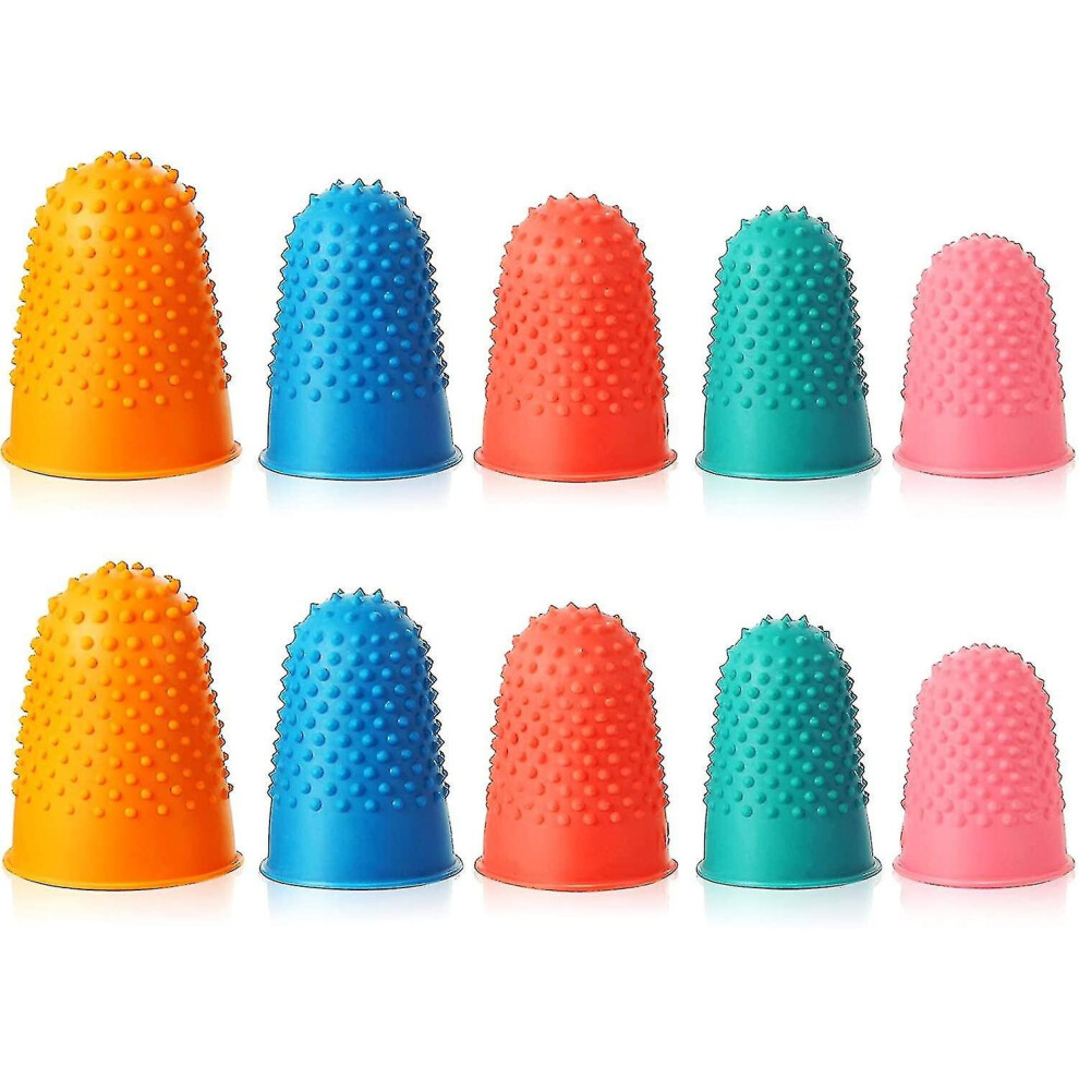 10 Pieces Fingertip Silicone Thimble Finger Pad Grip Reusable Finger Protector
